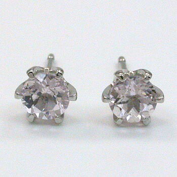 最短翌日 クーポンで大割引 PT900モルガナイト4mm六本爪ピアス(シリコンキャッチ付)|アーアゼロワン JEWELRY
