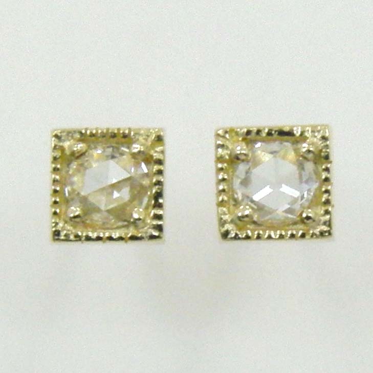 ローズカット　ダイヤモンド　ピアス　18金ゴールド ダイヤモンド（ローズカット3ｍｍ）ピアスtypeAAAA(太さ0.9mmｘ長さ10mm芯・シリコンキャッチ付)｜アーアゼロワン　JEWELRY 55,358円