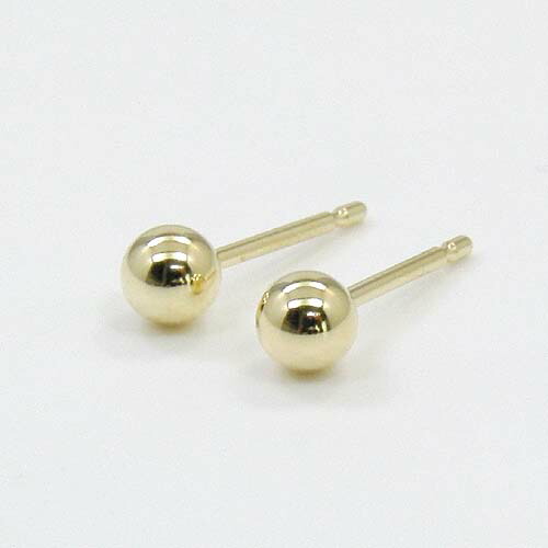 最短翌日 クーポンで大割引 18金ゴールド 丸玉 4mm ピアス(太さ0.9mmｘ長さ10mm芯・シリコンキャッチ付）｜アーアゼロワン　JEWELRY