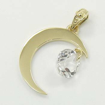 18金ゴールド ホワイトトパーズ 月(MOON) ペンダントヘッド|アーアゼロワン JEWELRY