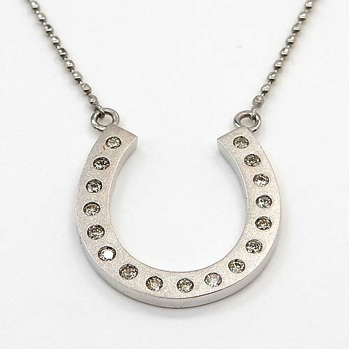 最短翌日 クーポンで大割引 18金 ホワイトゴールド ダイヤモンド 0.11ct 馬蹄ネックレス typeAA リバーシブル（K18WG　ダイヤ　0.11カラット）【送料無料】【即納(4日前後発送)】