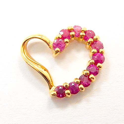 最短翌日 クーポンで大割引 18金ゴールド　ルビー　オープンハート　ペンダントヘッド｜アーアゼロワン　JEWELRY