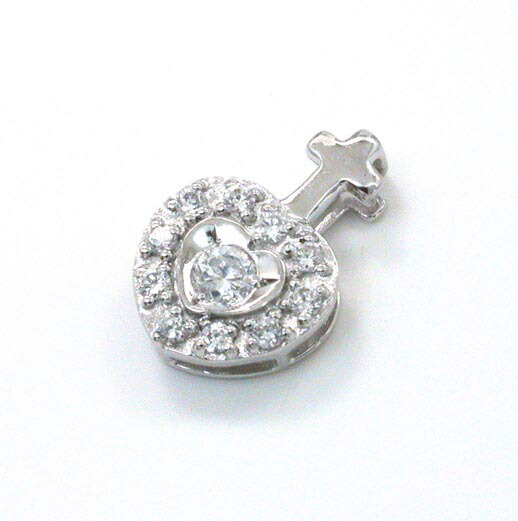 18金ホワイトゴールド ダイヤモンドハートモチーフ ペンダントヘッド typeAA｜アーアゼロワン　JEWELRY
