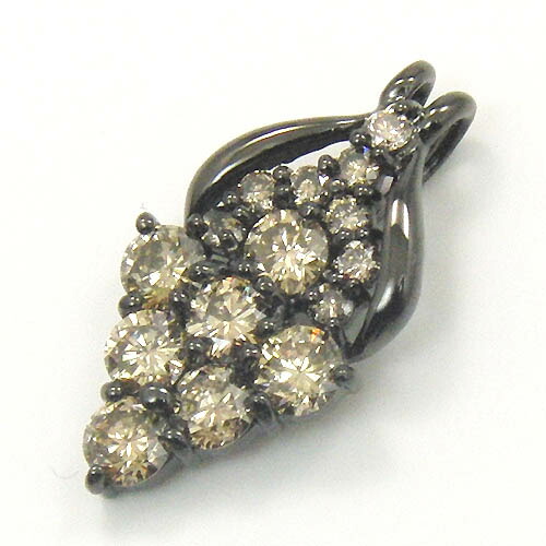 ブラックコーティング　K18 天然ライトブラウンダイヤ1.0ct 葡萄モチーフペンダントヘッド
