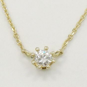 ダイヤモンドネックレス K18天然ダイヤ0.11ct 8本爪ミルククラウンプチネックレス|アーアゼロワン JEWELRY
