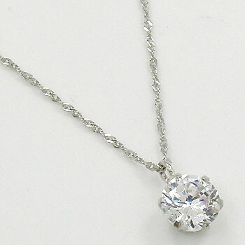 プラチナ(Pt900) キュービック0.8ct ネックレス (スクリューチェーン 42cm) 送料無料