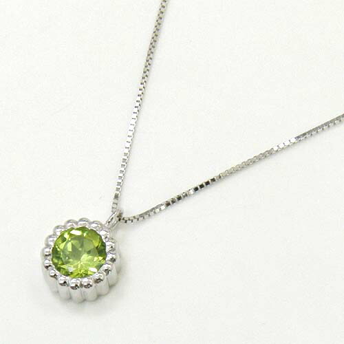 K10WG ペリドット5mm ネックレス