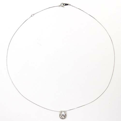 10金ホワイトゴールド ダイヤモンド 0.05ct typeAA馬蹄デザインネックレス(ベネチェーン付)|アーアゼロワン JEWELRY