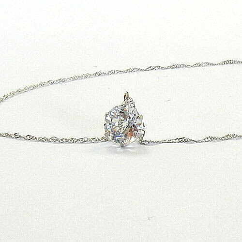 Ptネックレス　1ct ホワイトトパーズ ネックレス プラチナ900 六本爪ネックレス (Pt850スクリューチェーン長さ40cm）