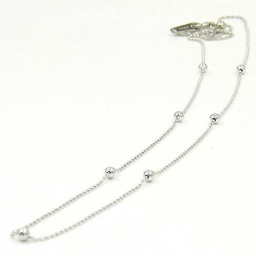 プラチナ850 カットボール7玉ステーションネックレス（幅0.8mm 長さ45cm/長さ調整可能 オーバルパーツ) 送料無料｜アーアゼロワン　JEWELRY
