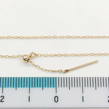 ピンスライド 引き輪プレートなし 0.28線形 18金ゴールドスライドピン 小豆チェーン(幅0.9mm・長さ45cm)長さ調整・抜き差し可能・