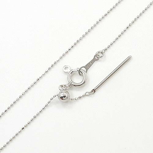 最短翌日 クーポンで大割引 スライドピン 　カットボールチェーン　K18WG　ネックレス 　チェーン　(幅0.6mm・長さ50cm/長さ調節可能/引き輪プレート付）送料無料