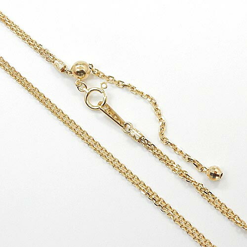 2連　1.38ミリ　18金ゴールド ６グラム小豆 二連チェーン ネックレス(幅1.38mmx2 長さ45cm/長さ調整可能)送料無料 即納品(4日前後発送)｜アーアゼロワン　JEWELRY