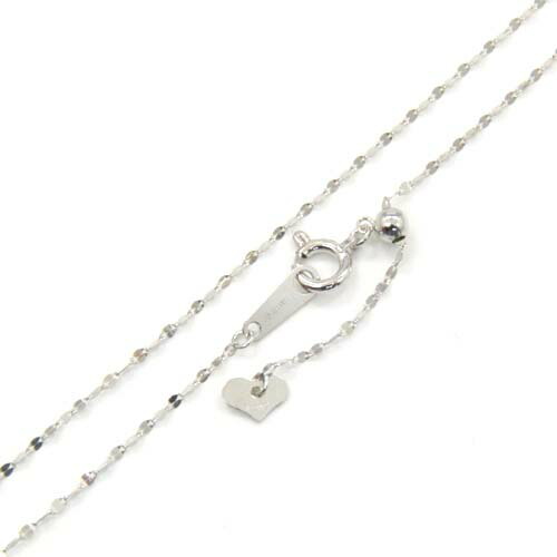 80センチ18金ホワイトゴールド ペタルチェーン ロングネックレス(幅1mm・長さ80cm/長さ調節可能)送料無料｜アーアゼロワン　JEWELRY