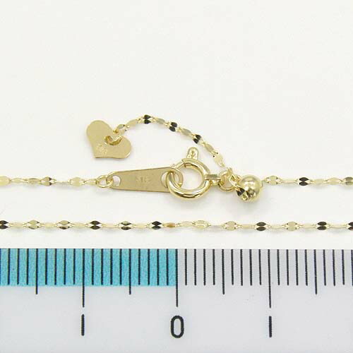 45センチ 18金ゴールド ペタルチェーン スライド ネックレス 幅1mm 全長45cm 長さ調節可能 ハートチャーム 花びらを連ねたようなデザインチェーン送料無料|アーアゼロワン JEWELRY