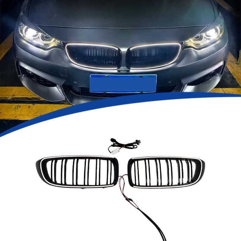 Ａ＆ＥBMW 4シリーズ F32 2013~2019年式 発光LED フロントグリルカバー フロントグリルガーニッシュ LEDグリルライト フロントバンパーグリルカバー 外装 カスタムパーツ ドレスアップ 高級感 スポーティー デイライト 簡単取付｜Ａ＆Ｅ