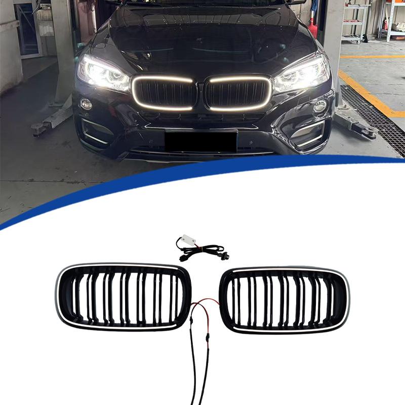 Ａ＆ＥBMW X5 F15 2014~2018年式 発光LED フロントグリルカバー フロントグリルガーニッシュ LEDグリルライト フロントバンパーグリルカバー 外装 カスタムパーツ ドレスアップ 高級感 スポーティー デイライト 簡単取付｜Ａ＆Ｅ