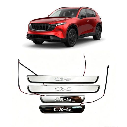 For マツダ 新型 CX-5 cx5 KM系(2026年5月~現行) 専用 LED イルミ付きスカッフプレート 光るドアステップガード ドアシル保護モール 車内ドレスアップパーツ 傷防止 cx5 アクセサリー|A&E
