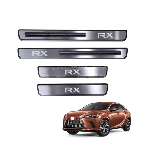 For 新型 レクサス RX系 RX300/350h RX450h/RX500h (2023年-2026年) 専用のウェルカムドア敷居ストリップ ステンレススチール製 傷防止 耐衝撃 耐摩耗性保護ストリップ 車のドア装飾保護ペダル 4 個パック|A&E