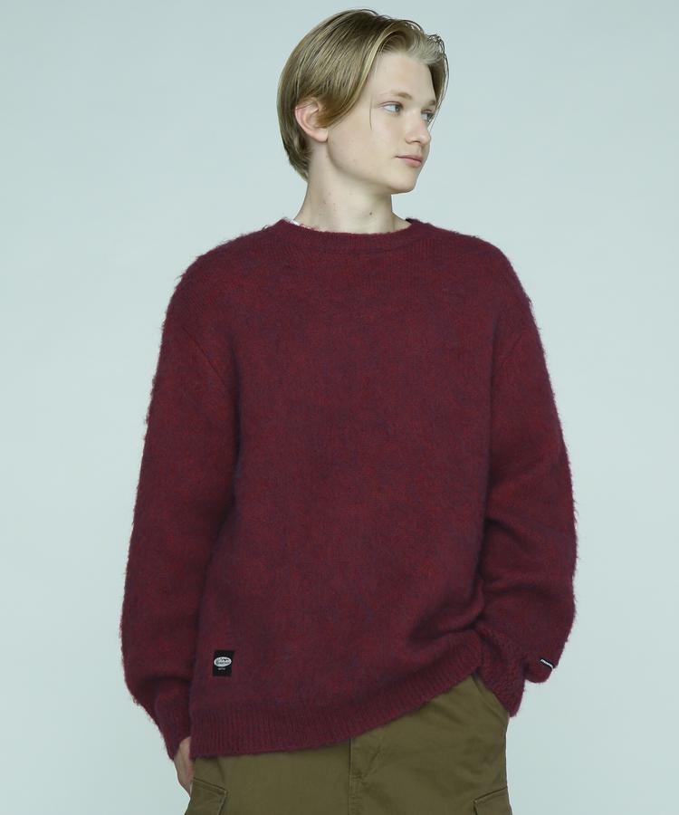 SALE｜【MANASTASH】MANASTASH/マナスタッシュABERDEEN SWEATER/アバディーンセーター トップス 長袖 編み物 モヘヤ 分かりやすい 無地 新作 23fw aw 秋冬 M~2XL 黒いこと 黄色 青碧 薄墨色 バーガンディ パープル モカ