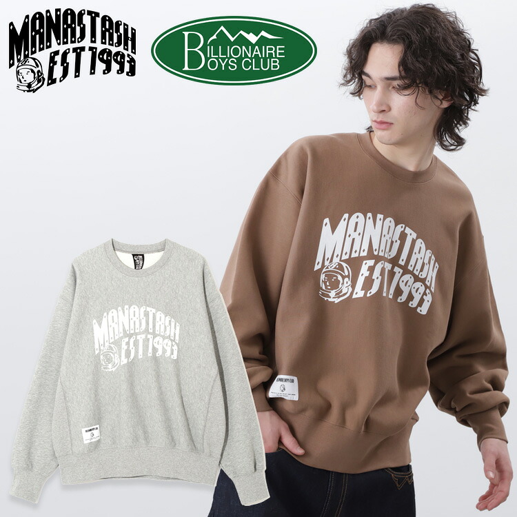 【MANASTASH】&times;BILLIONAIRE BOYS CLUB/ BBC ARCH LOGO SWEATSHIRTS/ビリオネアボーイズクラブ/アーチロゴスウェットシャツトップス 長袖 トレーナー スエット グレー ベージュ S~XL コラボ ファレル｜MANASTASH 15,840円