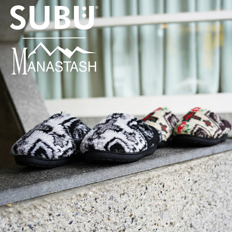【MANASTASH】SUBU×MANASTASH /スブ×マナスタッシュ/CHIMAYO FLEECE SANDAL/チマヨ フリース サンダル 22~29cm フットウェア 靴 冬用サンダル モコモコ コラボ カワイイ 総柄 冬コーデ 秋冬 24fw aw 新作