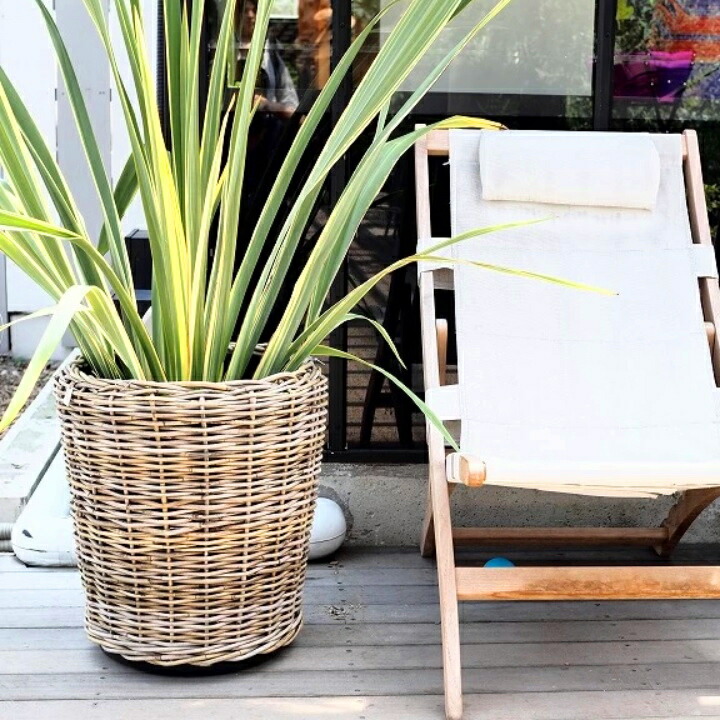 ラタン製プランターカバー 直径42cm ラタン製プランターカバー 直径42cm 皮付きラタン鉢カバー LL