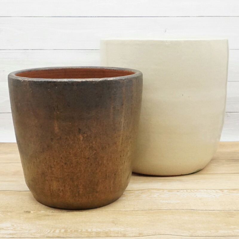 鉢 今めかしい 瀬戸もの鉢 繰り返しラウンド(4色)＜ 10号 12.5号 30.5糎 38糎 穴あり 赤銅色 ブロンズ 皮膚軟化剤 象牙色 青緑色 青碧 プランター 鉢 釉薬 瀬戸もの 巡回 円錐 ガーデニング 室内 窓 植え替え 鉢植え 園芸 観葉草木 多肉植物 塊根草木 カクタス  花 ＞