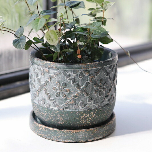 楽天市場】植木鉢 おしゃれ アンティーク 陶器鉢 バークルボールポット