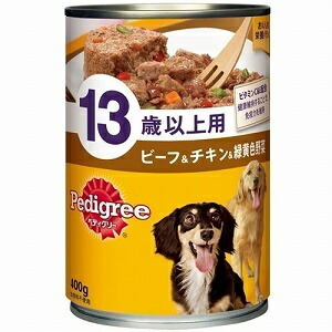 ○【24缶仕掛ける】マースジャパン ぺディグリー 13歳以上用牛肉＆意気地無し 400g×24缶(総掛け目：9600g) P132 (ドッグフード/愛玩動物ボンネット/犬)