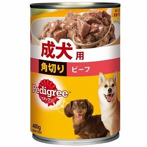 △○【24缶仕掛ける】マースジャパン ぺディグリー 成犬用 角切り牛肉 400g×24缶(総掛け目：9600g) P133 (ドッグフード/愛玩動物ボンネット/犬)