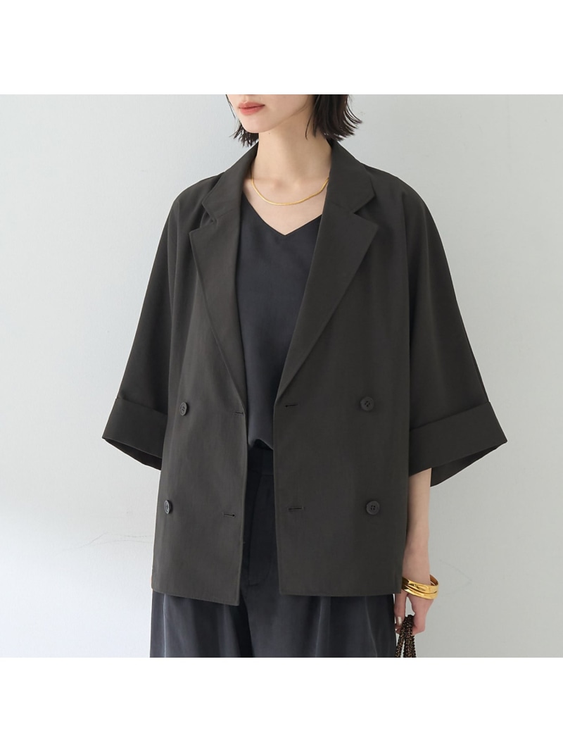 【SALE／20%OFF】撥水ドルマンハーフスリーブジャケット Rouge vif la cle ルージュ・ヴィフ ラクレ ジャケット・アウター テーラードジャケット・ブレザー ベージュ ブラック グレー【RBA_E】【送料無料】[ Fashion]｜ABAHOUSE ONLINE