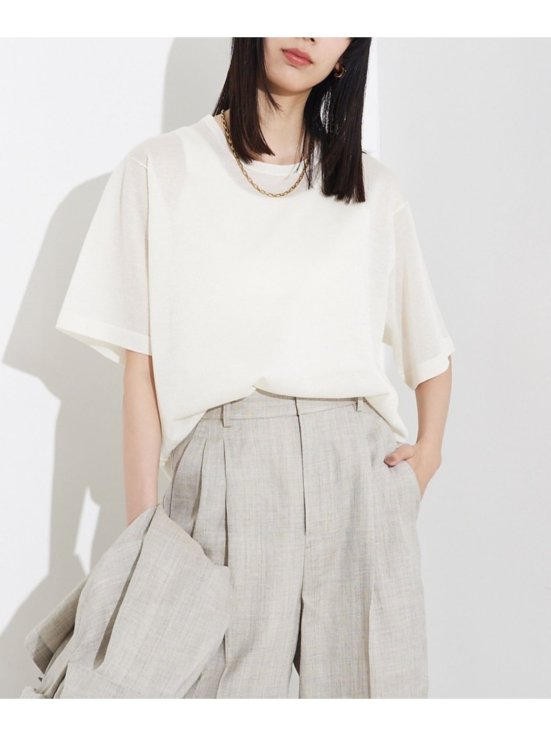 【SALE／20%OFF】シャイニーニットT qualite カリテ トップス カットソー・Tシャツ ホワイト ゴールド グレー【RBA_E】【送料無料】[ Fashion]｜ABAHOUSE ONLINE