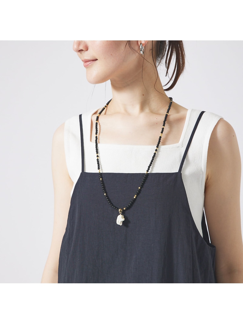 シェルチェーンネックレス qualite カリテ アクセサリー・腕時計 ネックレス ブルー ブラック【送料無料】[ Fashion]
