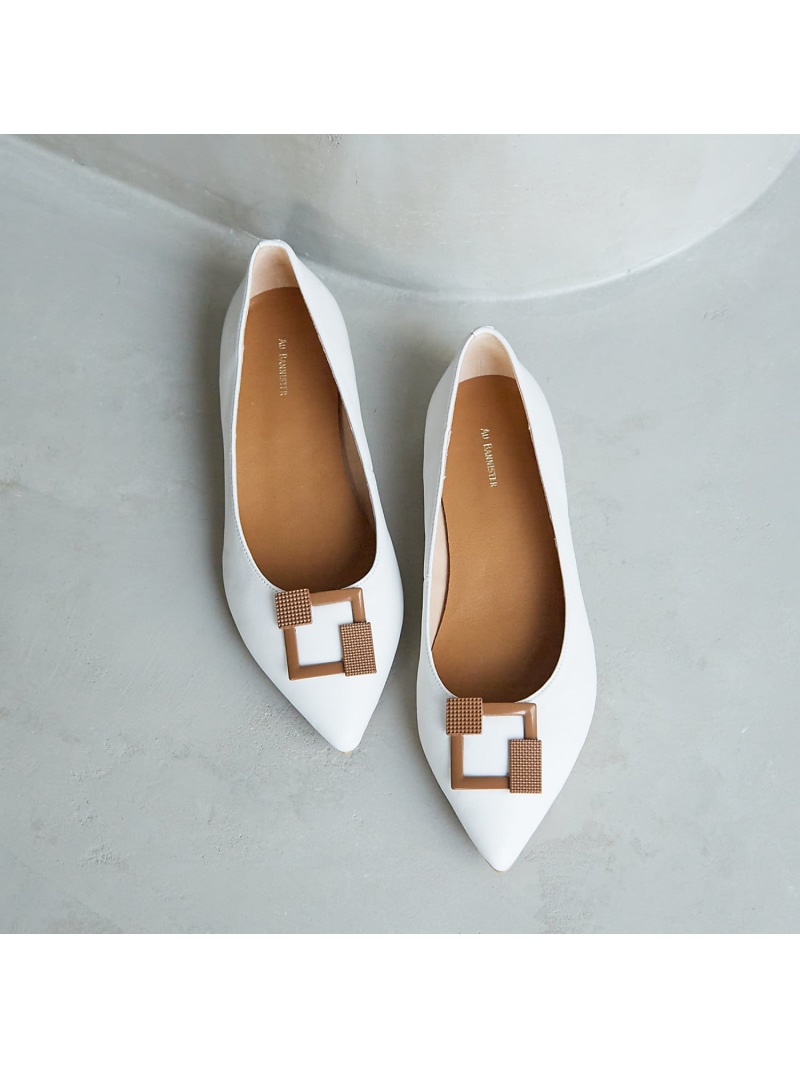 【SALE／50%OFF】スクエアモチーフフラットパンプス 金 BANNISTER オゥ・バニスター シューズ・靴 パンプス さくら色 黒いこと 白いこと【RBA_E】【貨物輸送無料】[ Fashion]