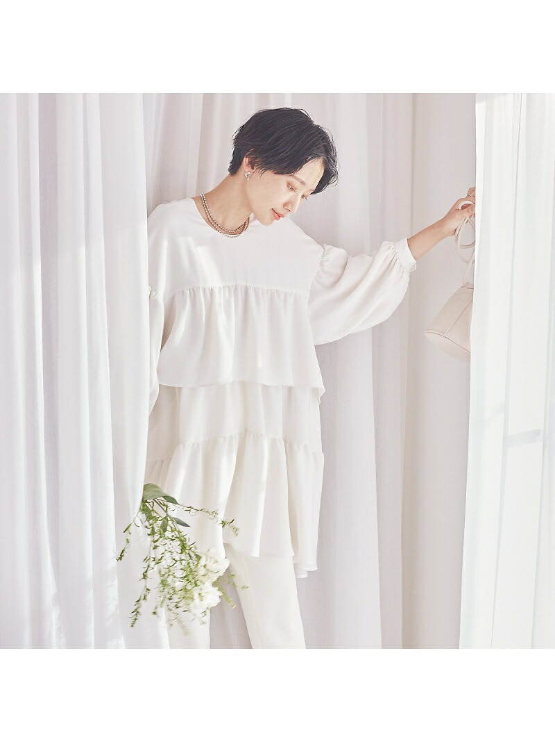 【SALE／20%OFF】【BELLE ROBE】ティアードブラウス Rouge vif la cle ルージュ・ヴィフ ラクレ トップス シャツ・ブラウス ブラック ホワイト【RBA_E】【送料無料】[ Fashion]｜ABAHOUSE ONLINE