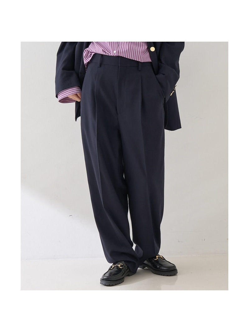 【SALE／40%OFF】【セットアップ対応】メンズライクウール混サキソニーテーパードパンツ Rouge vif la cle ルージュ・ヴィフ ラクレ パンツ その他のパンツ ブラック ネイビー【RBA_E】【送料無料】[ Fashion]