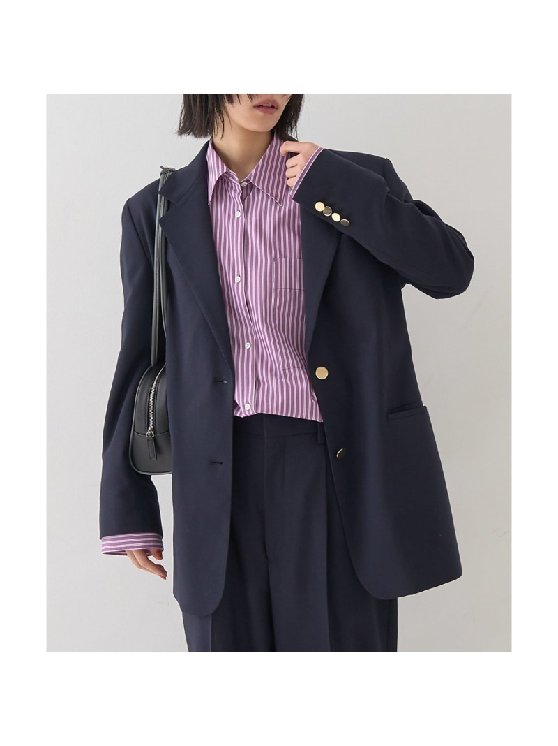 【SALE／40%OFF】【セットアップ対応】メンズライクウール混サキソニージャケット Rouge vif la cle ルージュ・ヴィフ ラクレ ジャケット・アウター テーラードジャケット・ブレザー ネイビー ブラック【RBA_E】【送料無料】[ Fashion]