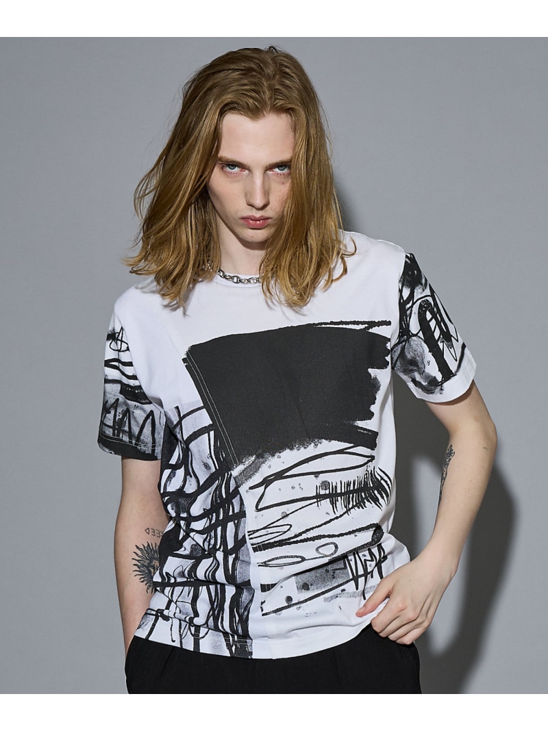 【40周年】 IVAN ドッキング グラフィック 半袖Tシャツ 5351POUR LES HOMMES ゴーサンゴーイチプールオム トップス カットソー・Tシャツ ホワイト ブラック【送料無料】[ Fashion] 16,060円