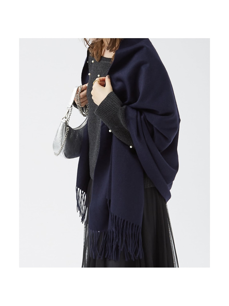 カシミヤ大判無地ストール Rouge vif la cle ルージュ・ヴィフ ラクレ ファッション雑貨 マフラー・ストール・ネックウォーマー ネイビー【送料無料】[ Fashion]｜ABAHOUSE ONLINE