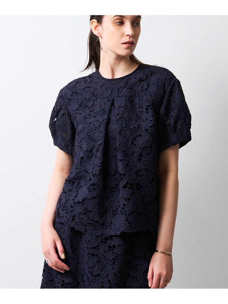 【セットアップ対応】ロゼフラワー刺繍ブラウス DESIGNWORKS デザインワークス トップス シャツ・ブラウス ネイビー ブラウン【送料無料】[ Fashion]｜ABAHOUSE ONLINE