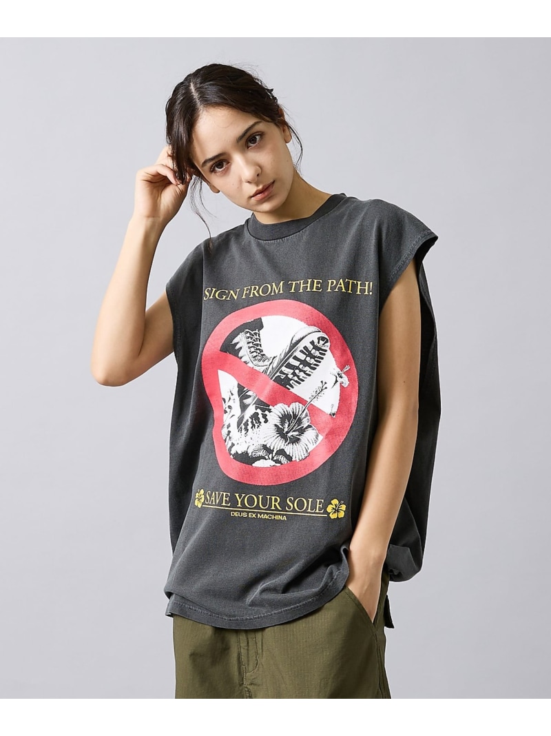 【Deus Ex Machina / デウスエクスマキナ】 Save your ABAHOUSE LASTWORD アバハウス トップス キャミソール ホワイト ブラック【送料無料】[ Fashion]