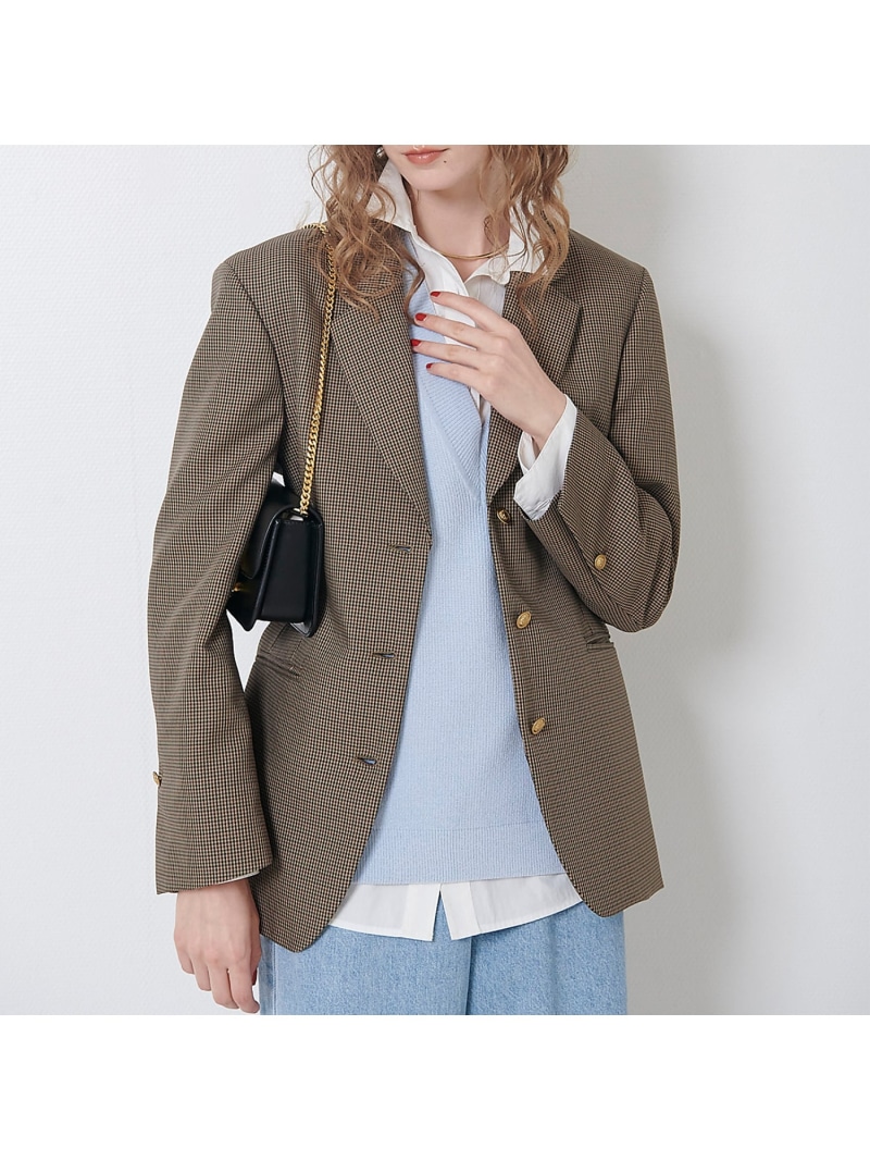 【SALE／40%OFF】チェックビックジャケット Rouge vif la cle ルージュ・ヴィフ ラクレ ジャケット・アウター テーラードジャケット・ブレザー 赤銅色【RBA_E】【貨物輸送無料】[ Fashion]