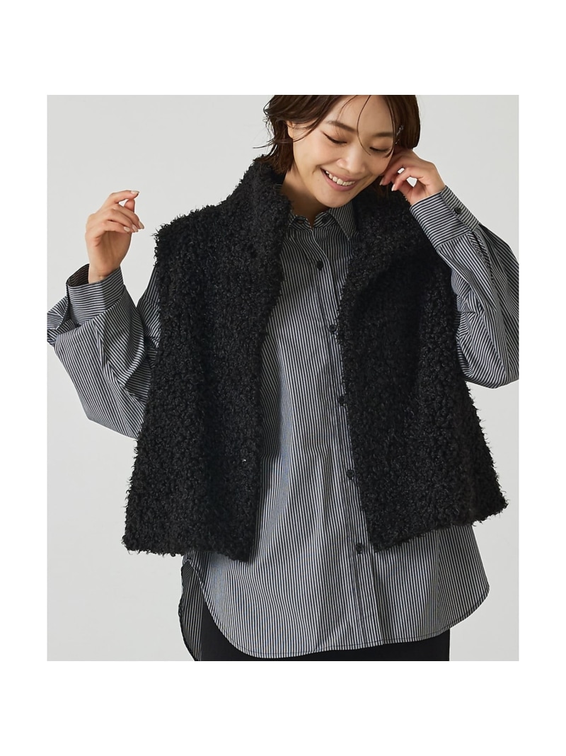 【SALE／20%OFF】ファーショートベスト abahouse mavie アバハウス マヴィ トップス 余分の物のトップス 黒いこと 赤銅色【RBA_E】【貨物輸送無料】[ Fashion]