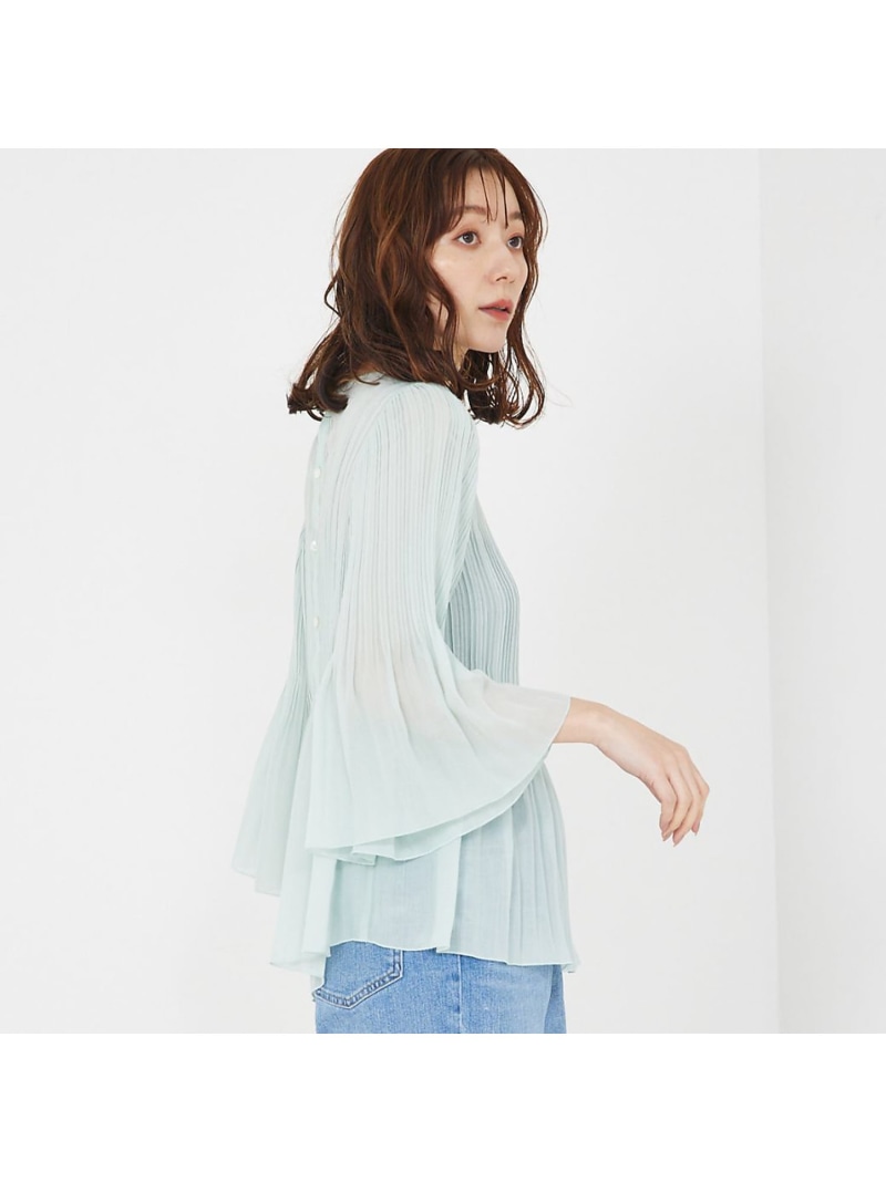 【SALE／50%OFF】ランダムプリーツフレアーブラウス qualite カリテ トップス シャツ・ブラウス グリーン グレー ホワイト【RBA_E】【送料無料】[ Fashion]｜ABAHOUSE ONLINE 9,741円