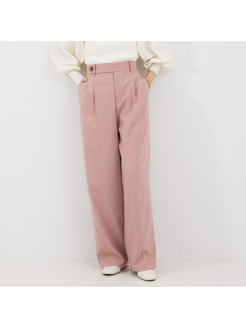 【SALE／45%OFF】サキソニーワイドパンツ Rouge vif la cle ルージュ・ヴィフ ラクレ パンツ その他のパンツ グレー ピンク【RBA_E】【送料無料】[ Fashion]