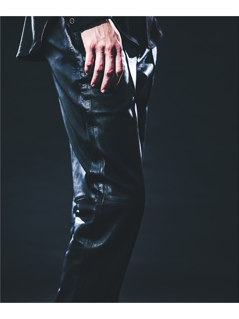 【セットアップ対応】レザー テーパード スラックスパンツ 5351POUR LES HOMMES ゴーサンゴーイチプールオム パンツ スラックス・ドレスパンツ ブラック【送料無料】[ Fashion]｜ABAHOUSE ONLINE 52,800円
