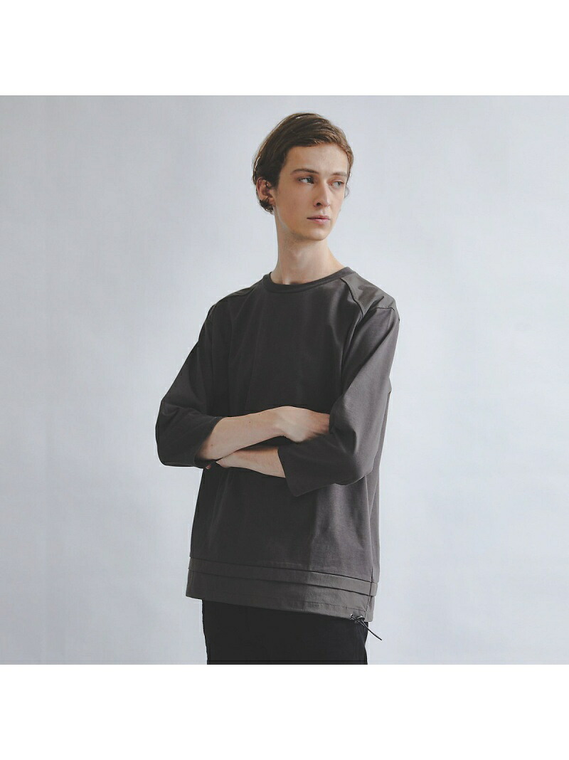 【SALE／19%OFF】ナイロンコンビネーション七分袖プルオーバー Tシャツ 5351POUR LES HOMMES ゴーサンゴーイチプールオム トップス カットソー・Tシャツ ブラック グレー ホワイト【RBA_E】【送料無料】[ Fashion]｜ABAHOUSE ONLINE