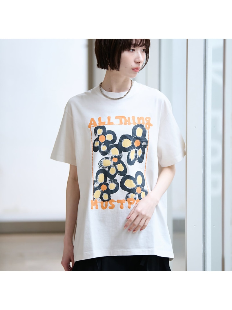 【KURO/クロ】ANYTHING FLOWER Tシャツ/日本製【WEB限定】 Rouge vif la cle ルージュ・ヴィフ ラクレ トップス カットソー・Tシャツ ホワイト ブラック【送料無料】[ Fashion]