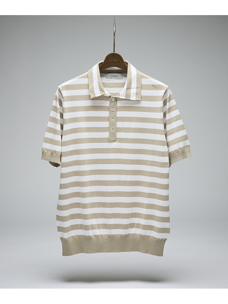 【Tutto / トゥット】ストライプ 半袖ポロシャツ / STRIPE POL DESIGNWORKS デザインワークス トップス ポロシャツ ブラウン ベージュ グレー グリーン ネイビー ブラック【送料無料】[ Fashion]｜ABAHOUSE ONLINE